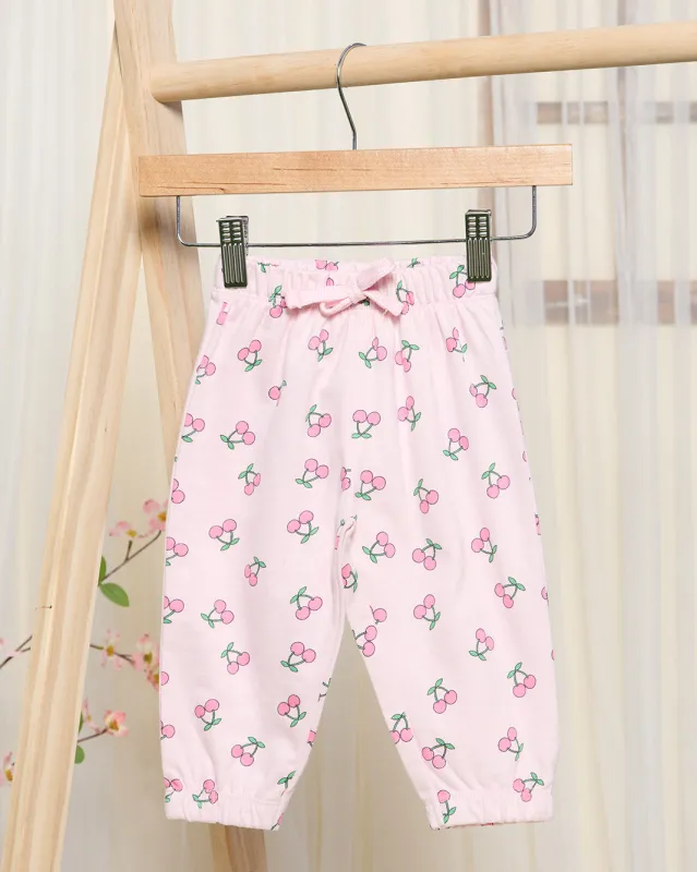 Infant Girls Pink Cherry Print Jogger Pants sold by Redtag