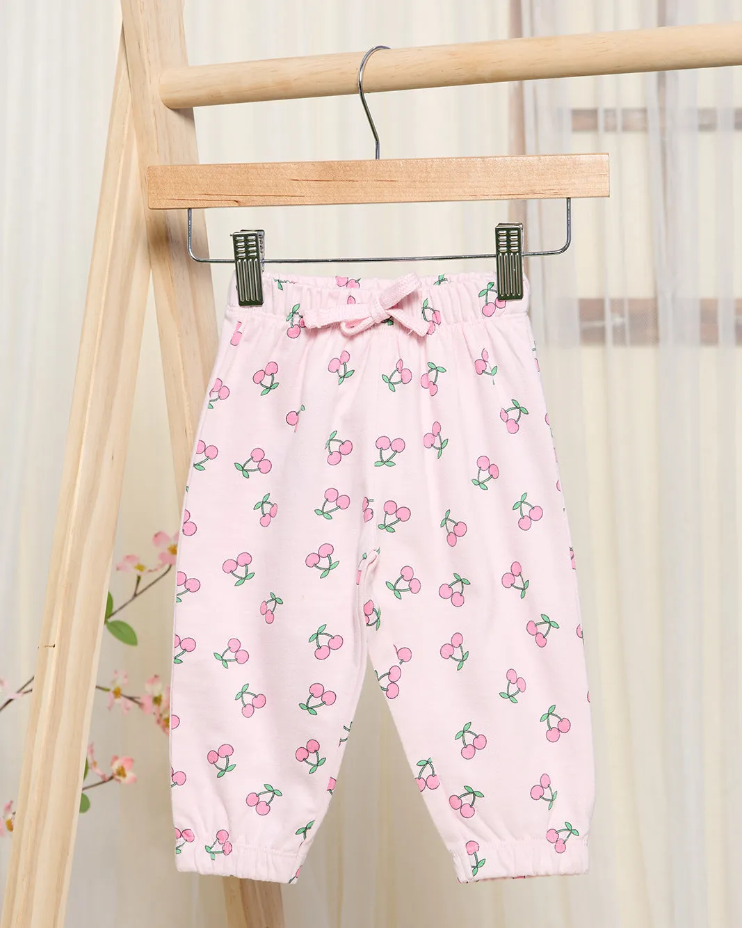 Infant Girls Pink Cherry Print Jogger Pants sold by Redtag