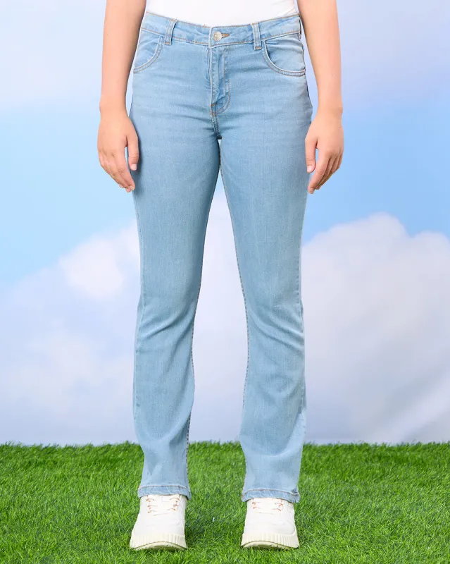 Senior Girls Blue Solid Jeans sold by Redtag