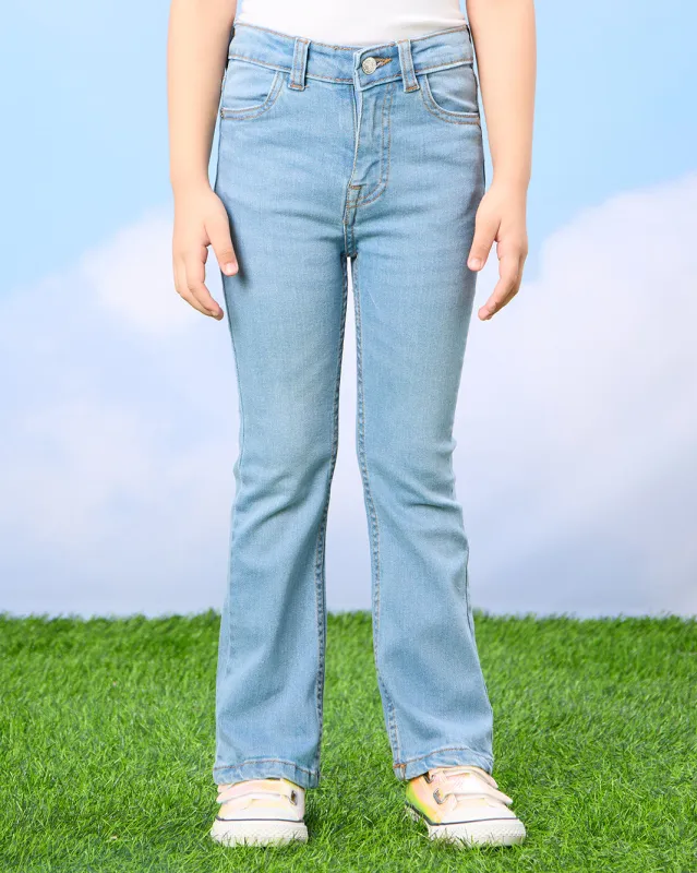Girls Blue Flared Jeans sold by Redtag