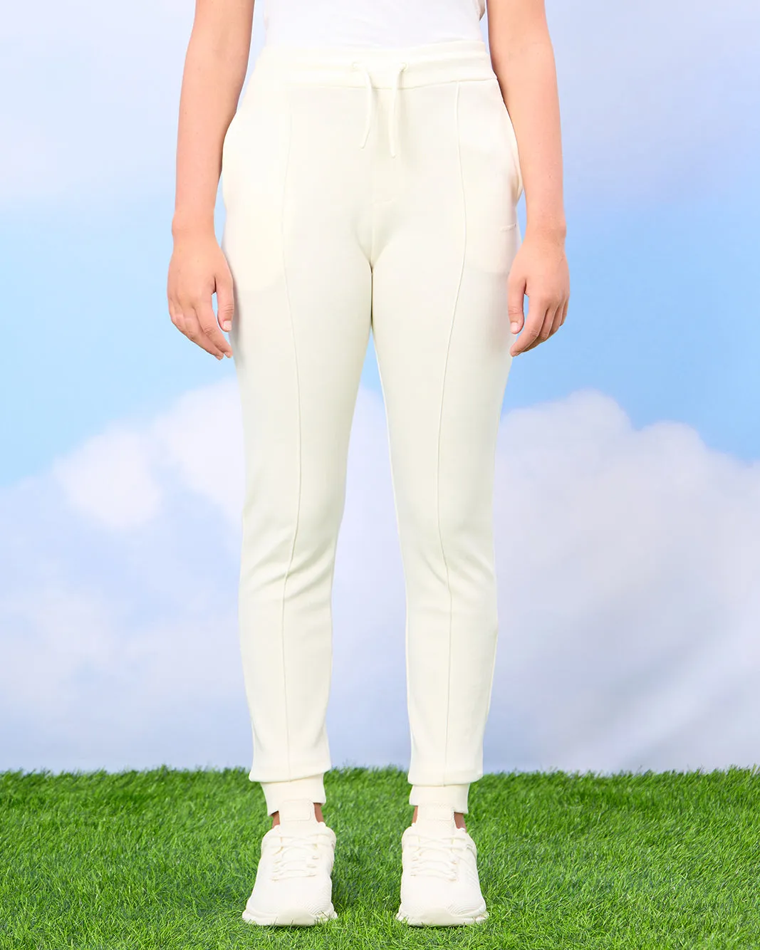 Senior Girls Cream Active Pants sold by Redtag