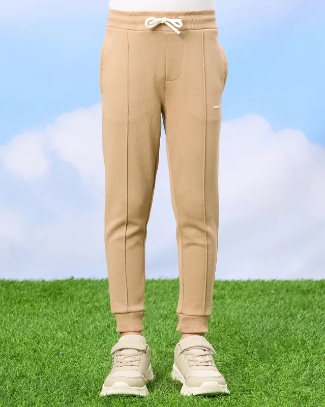 Boys Beige Minimalist Track Pants sold by Redtag