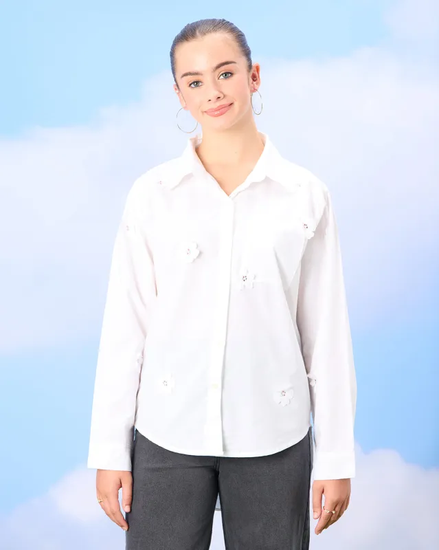 Senior Girls White Solid Shirt sold by Redtag