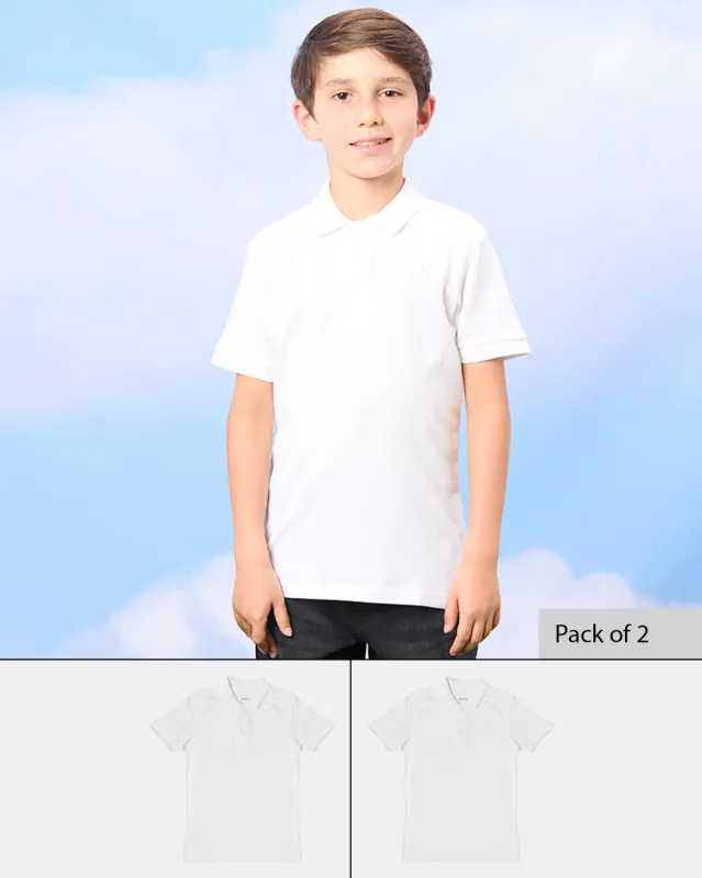Boys White Polo Shirt Set (Pack Of 2) sold by Redtag