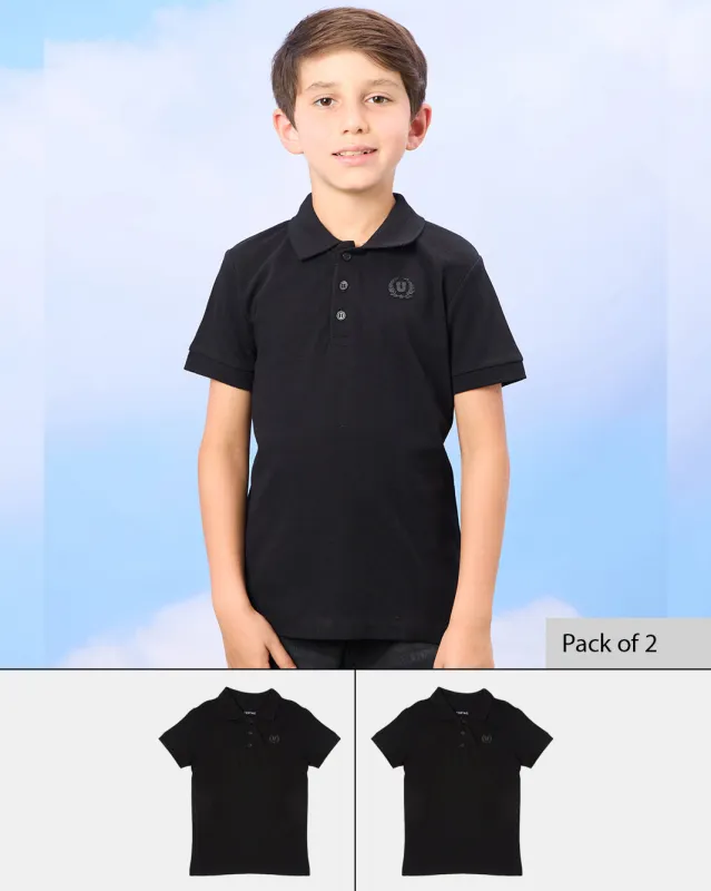 Boys Black Polo Shirt Set (Pack Of 2) made by Redtag