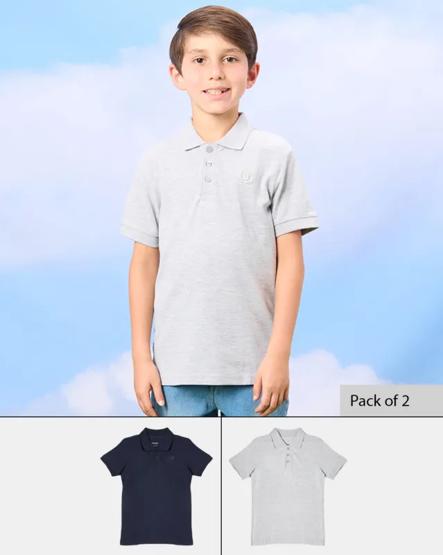 Boys Navy And Grey Polo Shirt Set (Pack Of 2) sold by Redtag