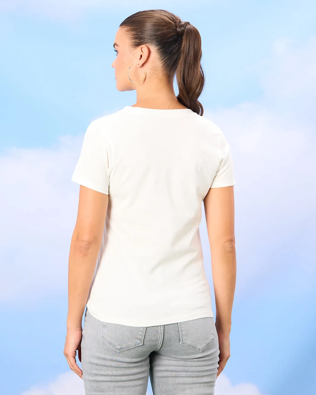 Women White Butterfly Print T-Shirt sold by Redtag product image thumbnail 3