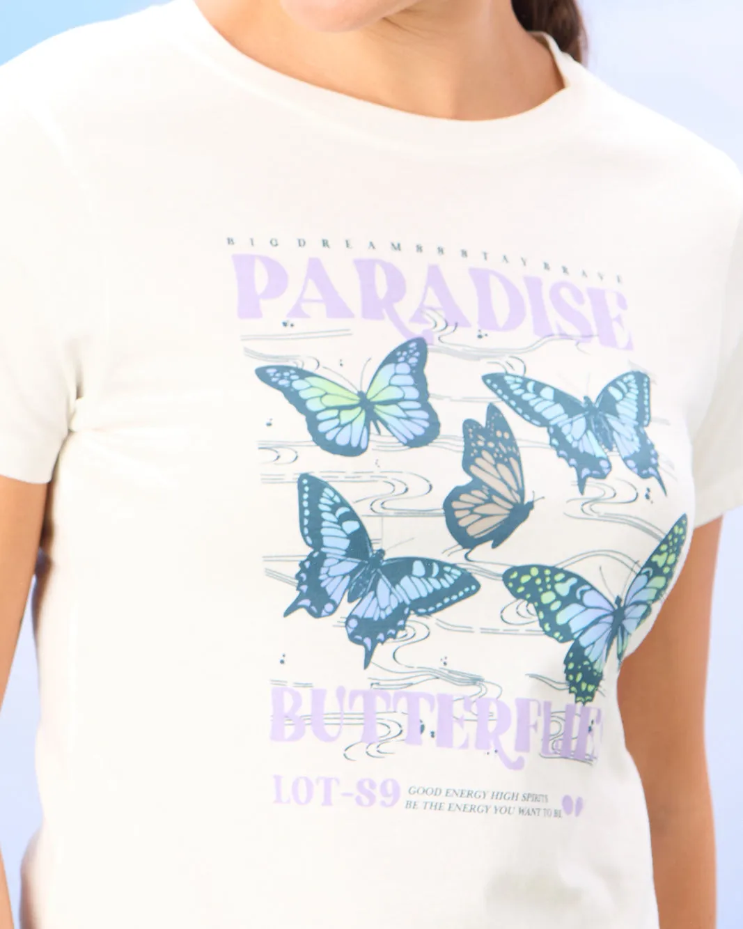 Women White Butterfly Print T-Shirt sold by Redtag product image thumbnail 4