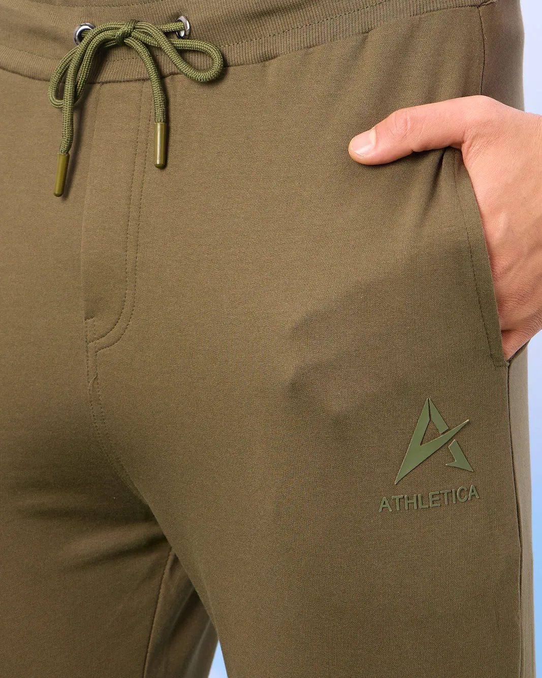 Men Green Solid Active Pants sold by Redtag product image thumbnail 4