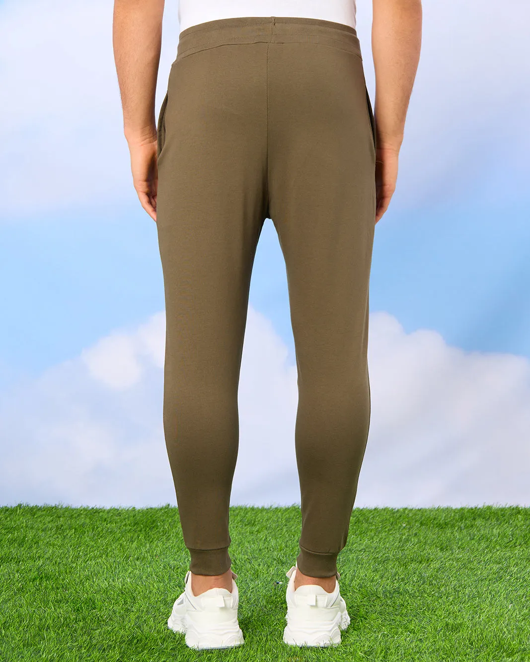 Men Green Solid Active Pants sold by Redtag product image thumbnail 3