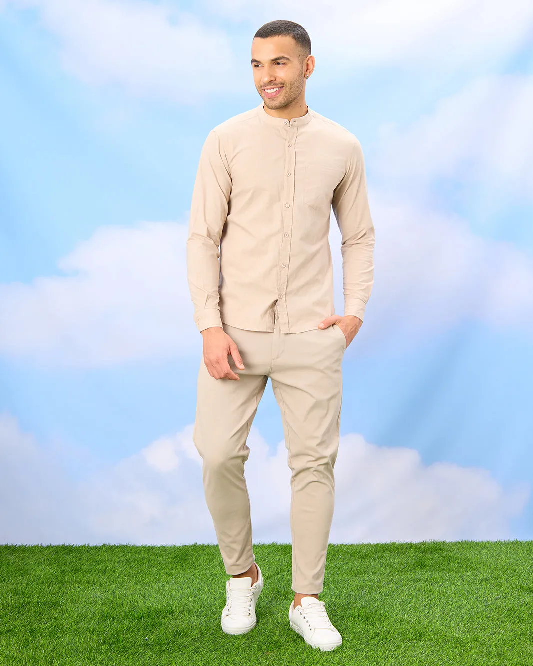 Men Beige Solid Shirt sold by Redtag product image thumbnail 2