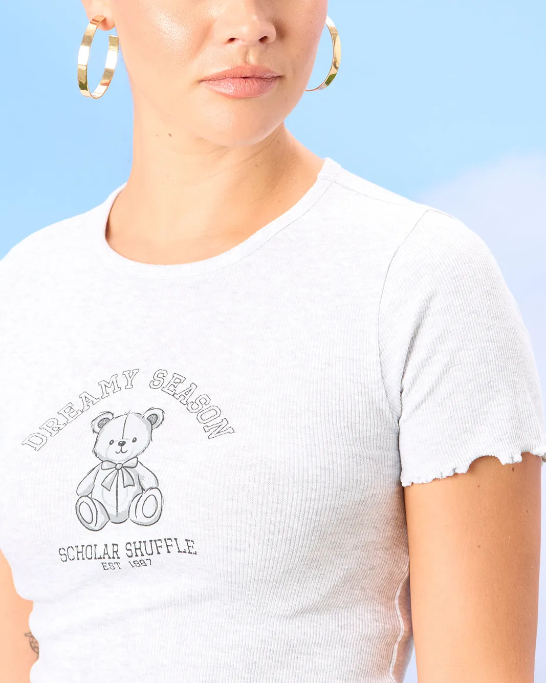 Women Grey Printed T-Shirt sold by Redtag product image thumbnail 4