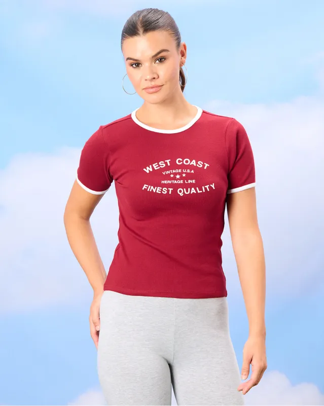 Women Red Printed T-Shirt sold by Redtag