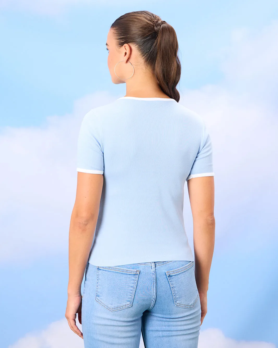 Women Blue Printed T-Shirt sold by Redtag product image thumbnail 3