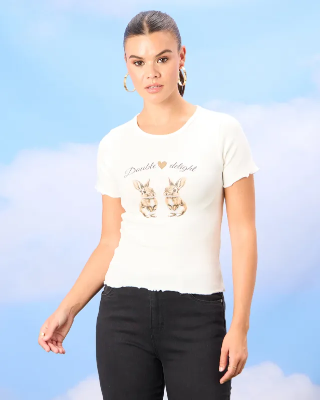 Women Ivory Rabbit Print T-Shirt sold by Redtag