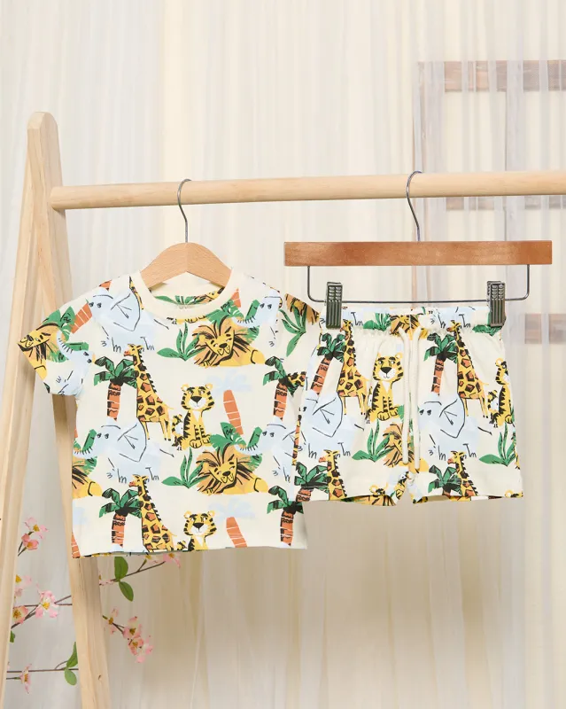 Infant Boys Cream Jungle Print Pyjama Set (2 Piece) sold by Redtag