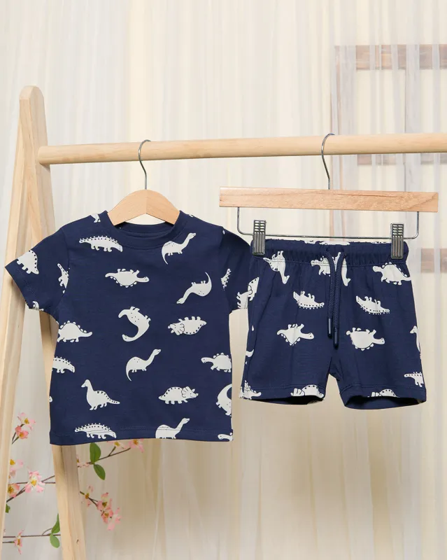 Infant Boys Navy Dino Pyjama Set (2 Piece) made by Redtag