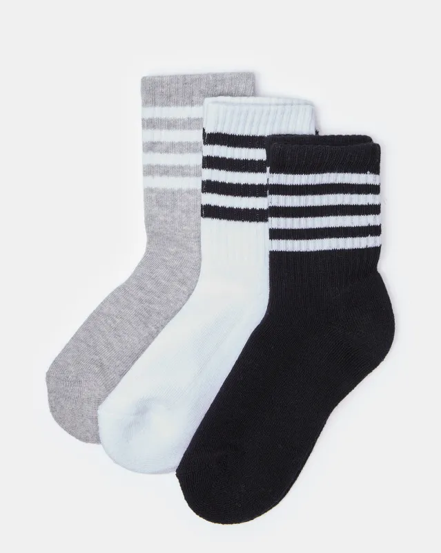 Boys Assorted Crew-Length Socks Set  (Pack Of 3) sold by Redtag