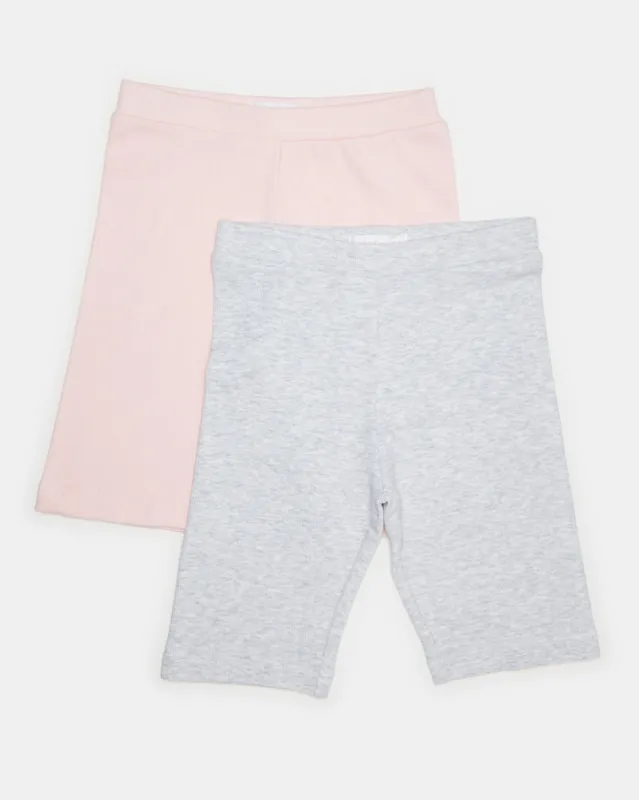 Girls Pink And Grey Cycling Shorts (Pack of 2) sold by Redtag