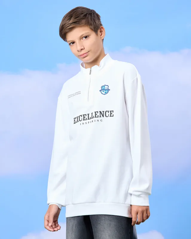 Senior Boys Cream Zip-Through Neck Sweatshirt sold by Redtag