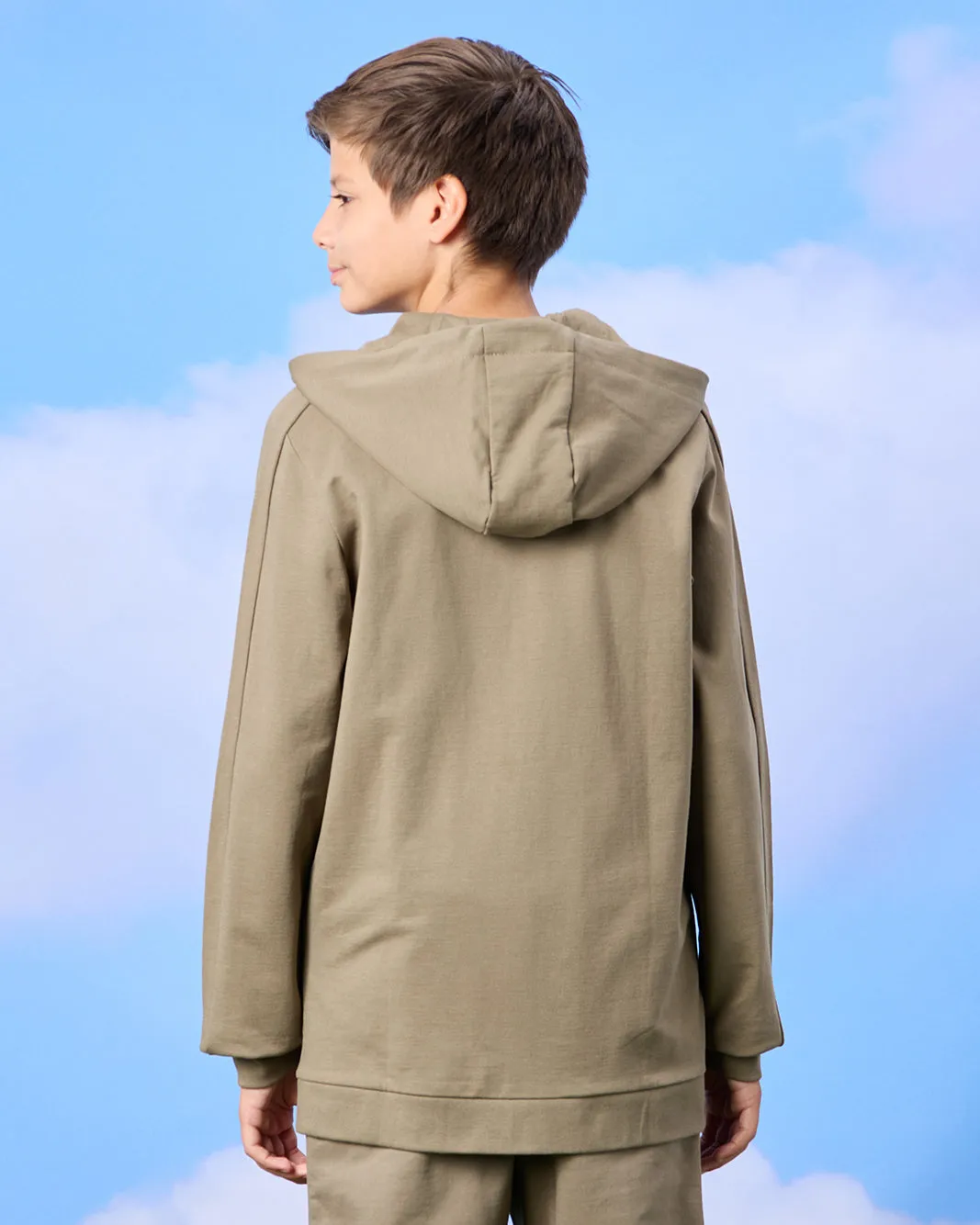 Senior Boys Olive Zip Through Hooded Sweatshirt sold by Redtag product image thumbnail 3