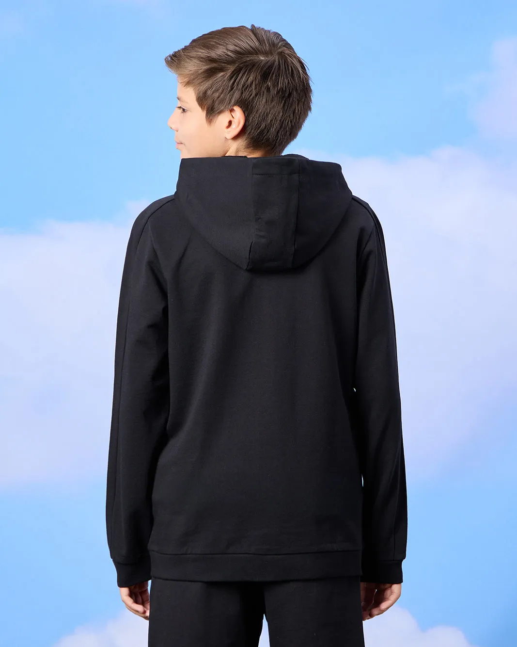 Senior Boys Black Zip Through Hooded Sweatshirt sold by Redtag product image thumbnail 3