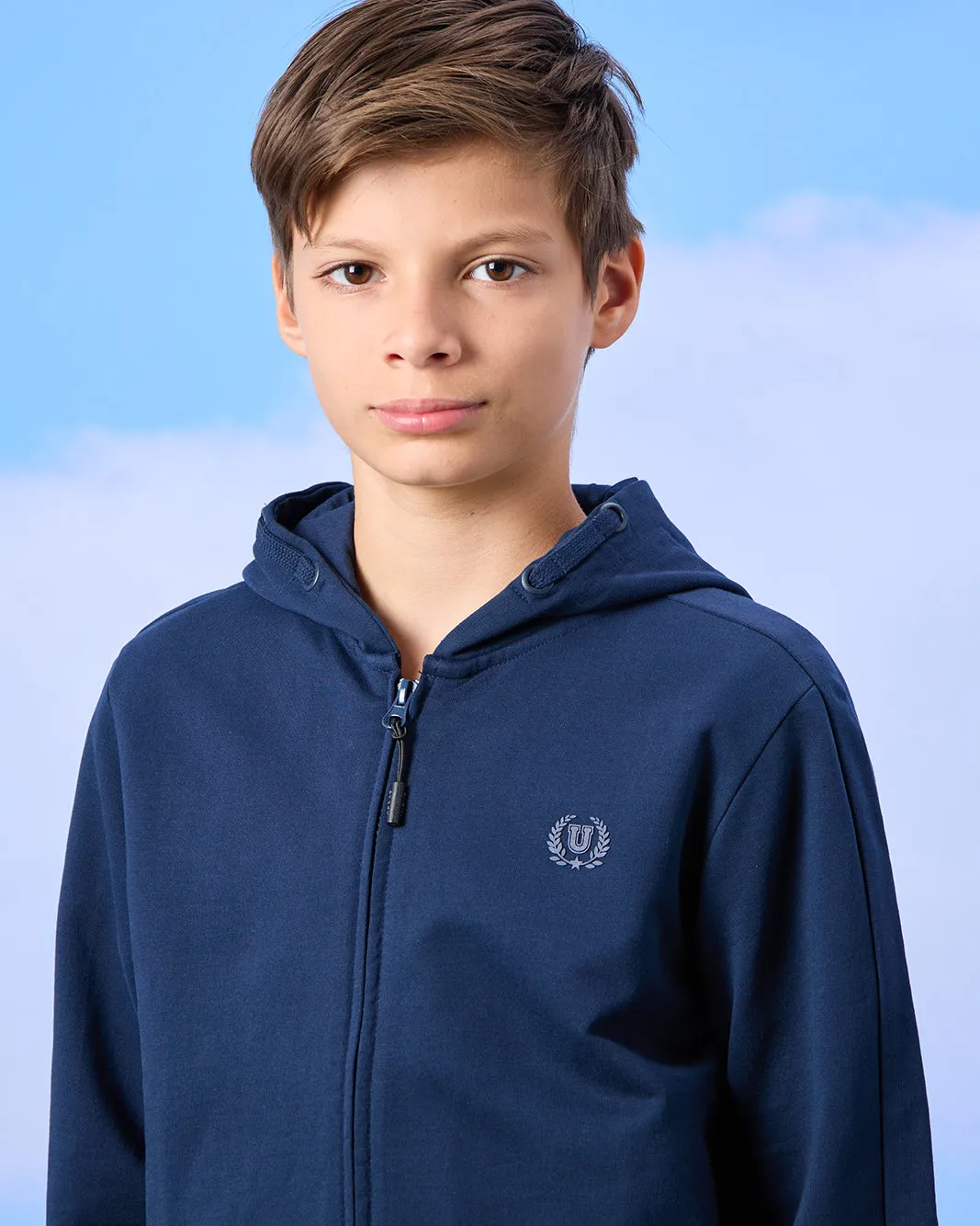Senior Boys Navy Zip Through Hooded Sweatshirt sold by Redtag product image thumbnail 4