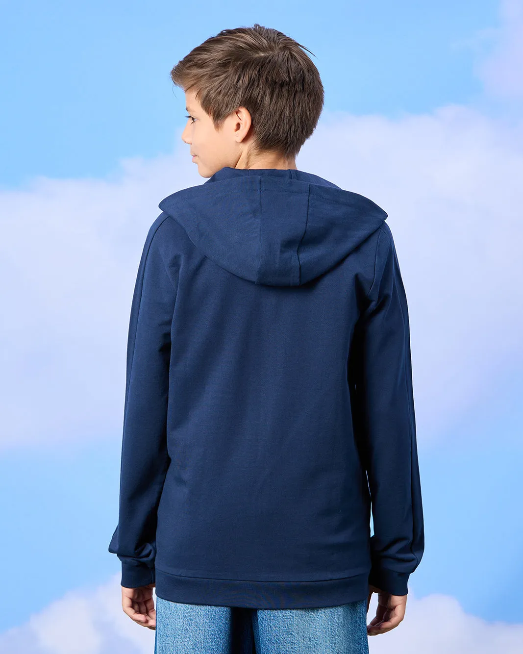 Senior Boys Navy Zip Through Hooded Sweatshirt sold by Redtag product image thumbnail 3