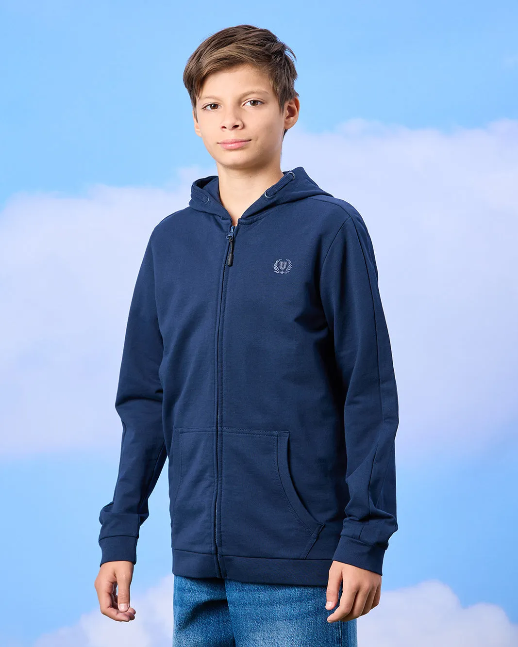 Senior Boys Navy Zip Through Hooded Sweatshirt sold by Redtag