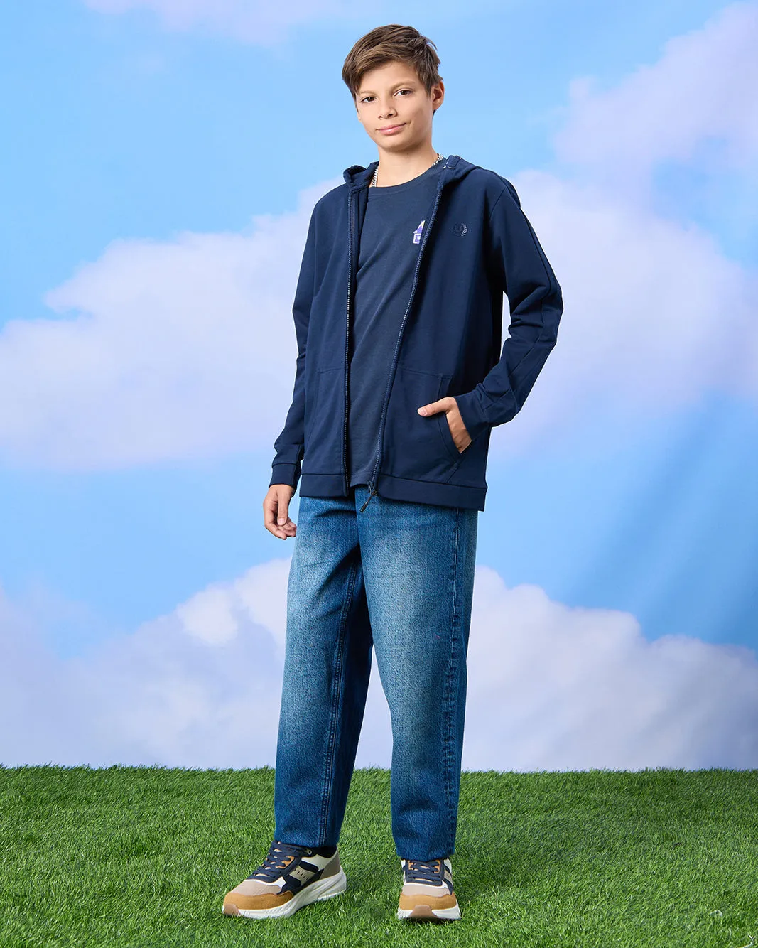 Senior Boys Navy Zip Through Hooded Sweatshirt sold by Redtag product image thumbnail 2