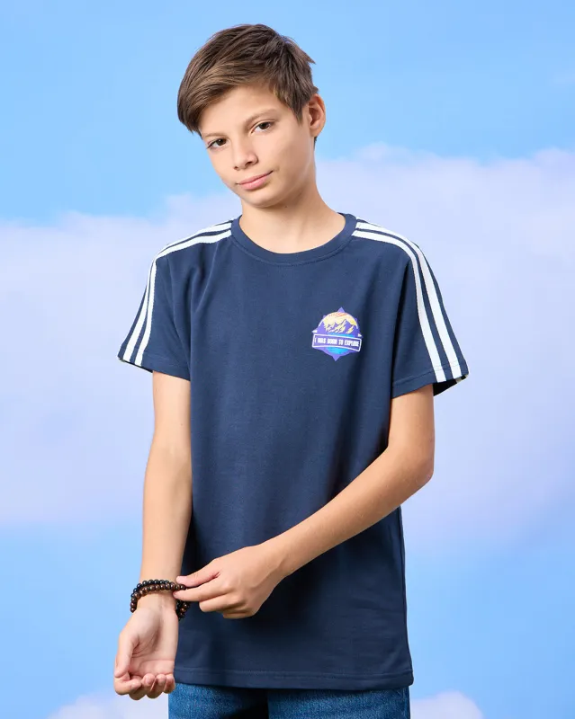 Senior Boys Navy Printed T-Shirt sold by Redtag