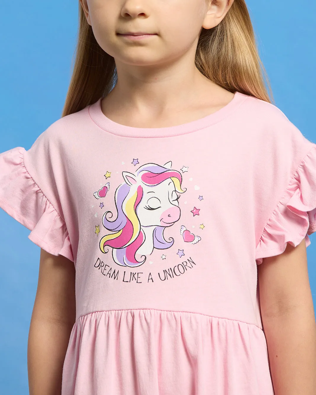 Girls Pink Unicorn Printed Dress sold by Redtag product image thumbnail 4
