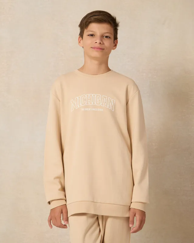 Senior Boys Beige Crew Neck Sweatshirt sold by Redtag