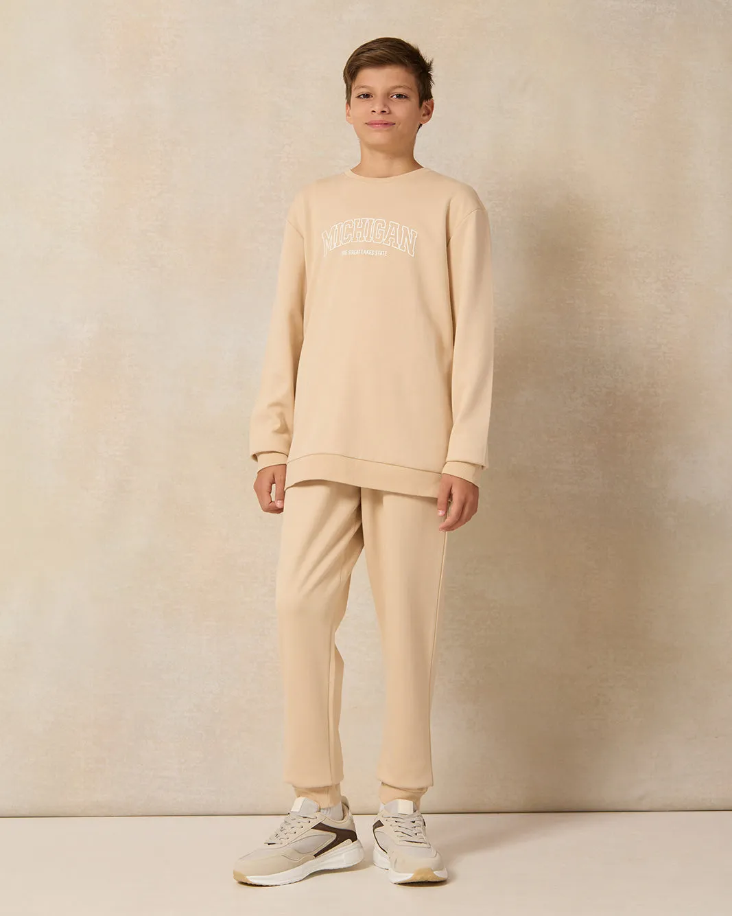 Senior Boys Beige Crew Neck Sweatshirt sold by Redtag product image thumbnail 2