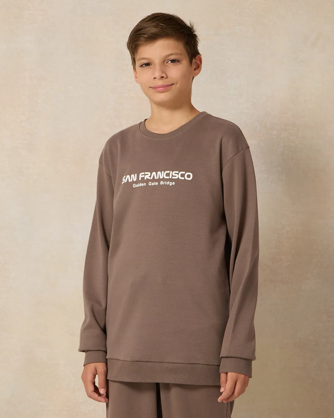 Senior Boys Brown Crew Neck Sweatshirt sold by Redtag