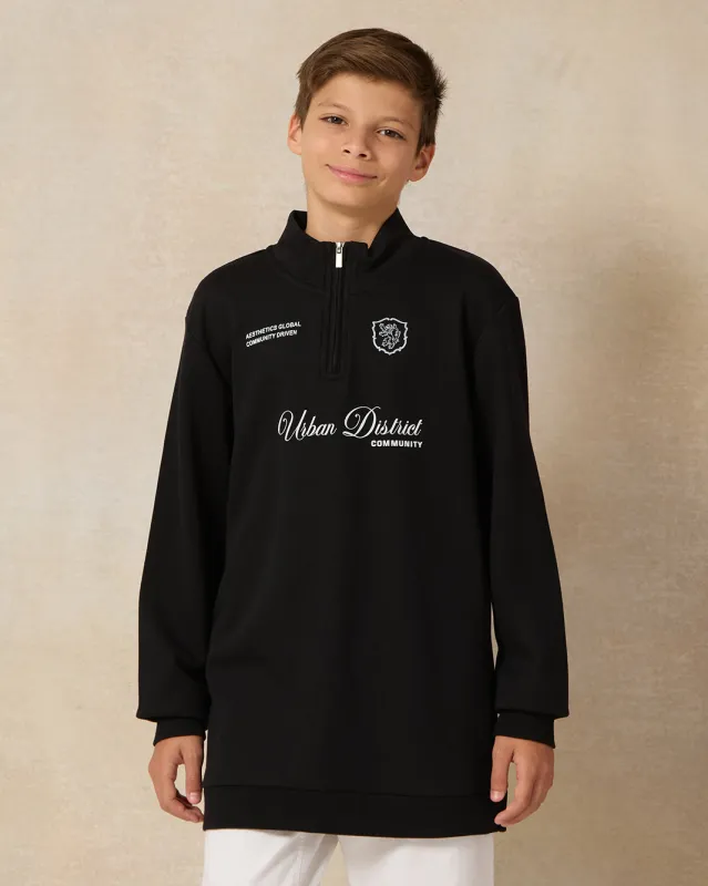 Senior Boys Black Half Zip Through Neck Sweatshirt sold by Redtag