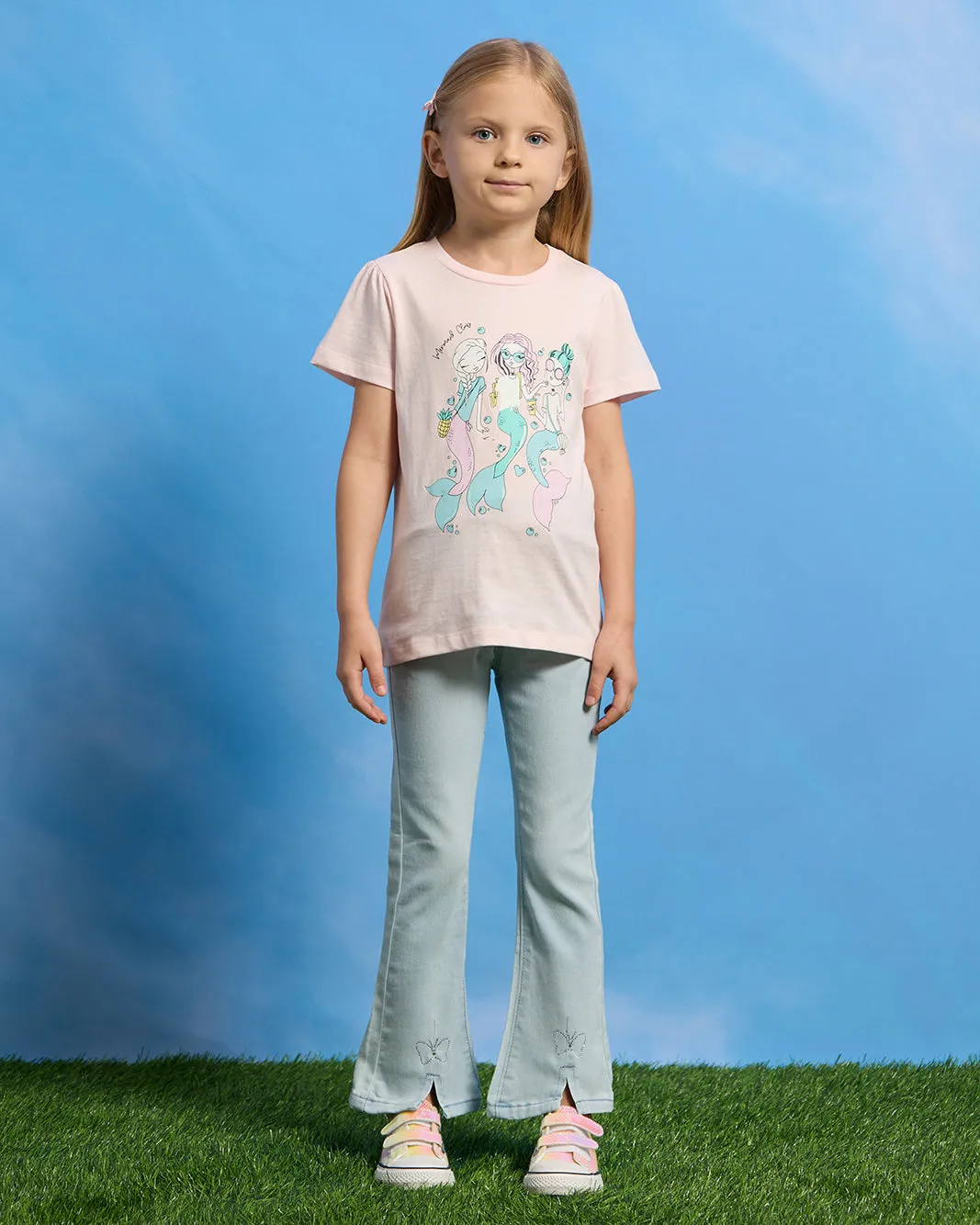 Girls Peach Mermaid Placement Print T-Shirt sold by Redtag product image thumbnail 2