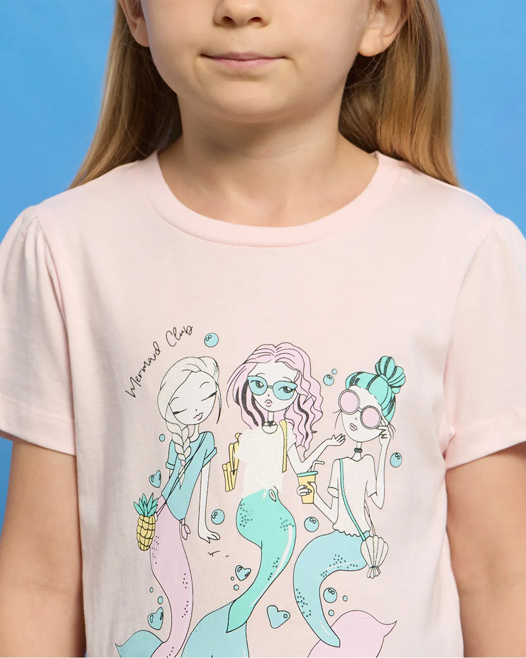 Girls Peach Mermaid Placement Print T-Shirt sold by Redtag product image thumbnail 4