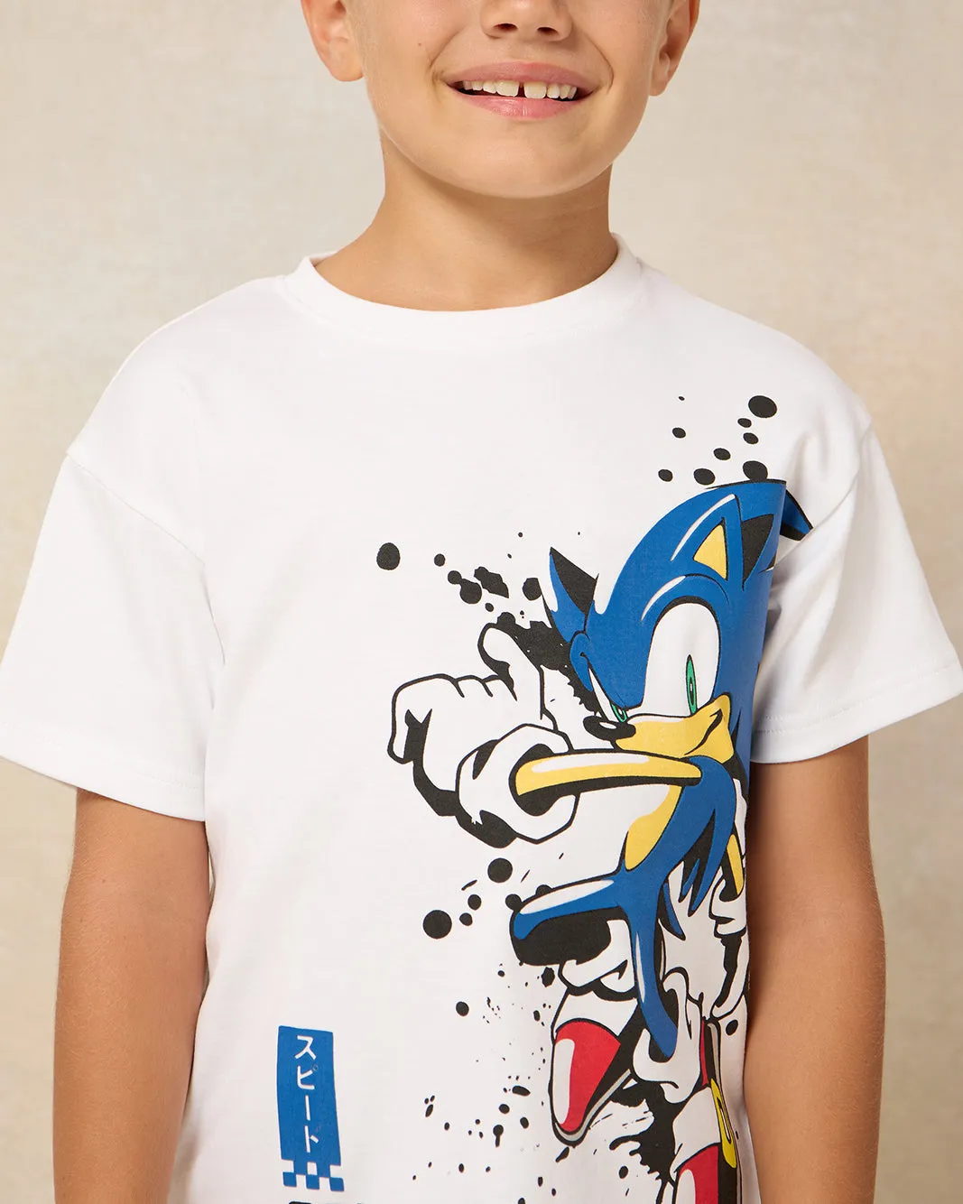 Boys White Sonic Printed T-Shirt sold by Redtag product image thumbnail 3