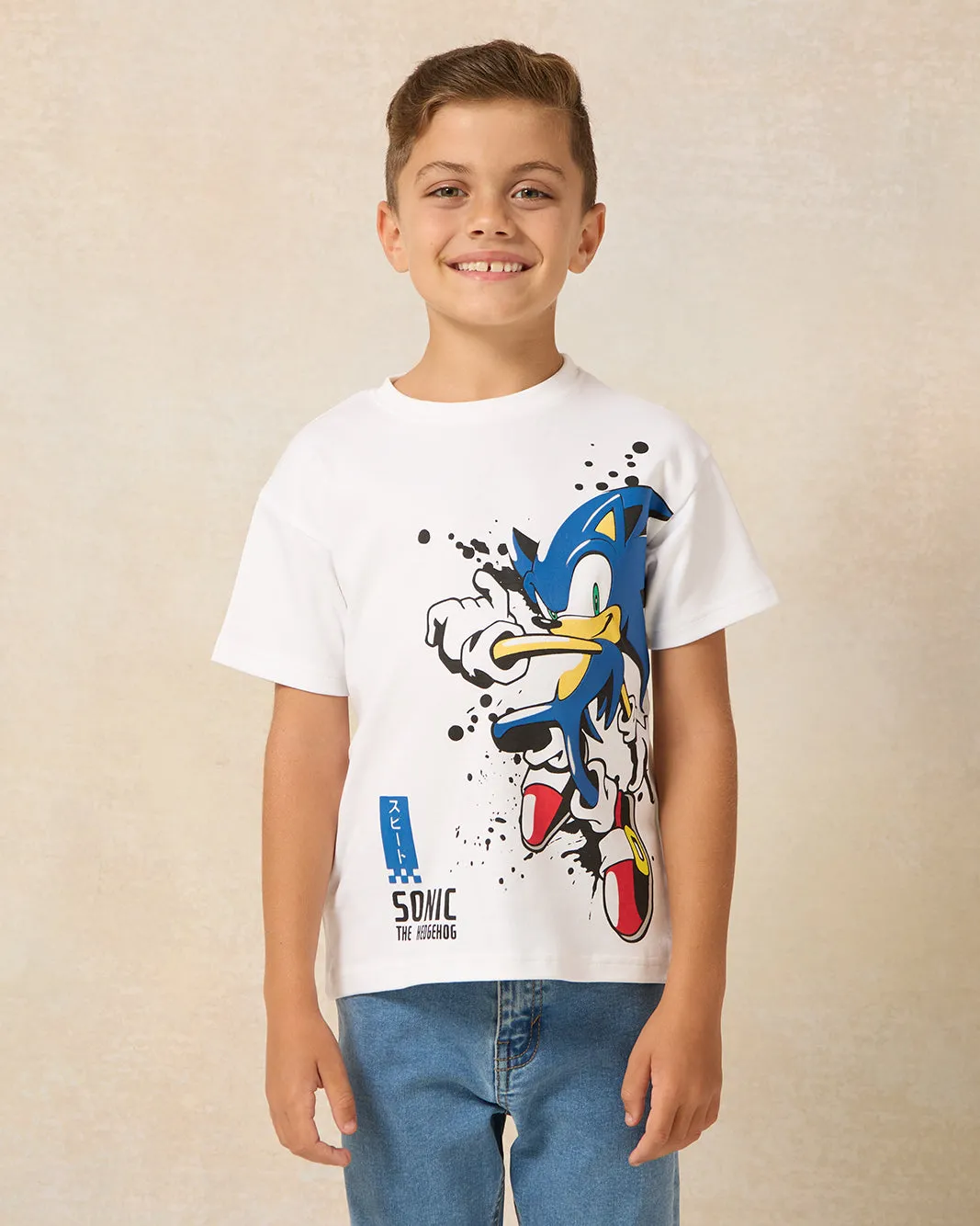 Boys White Sonic Printed T-Shirt sold by Redtag