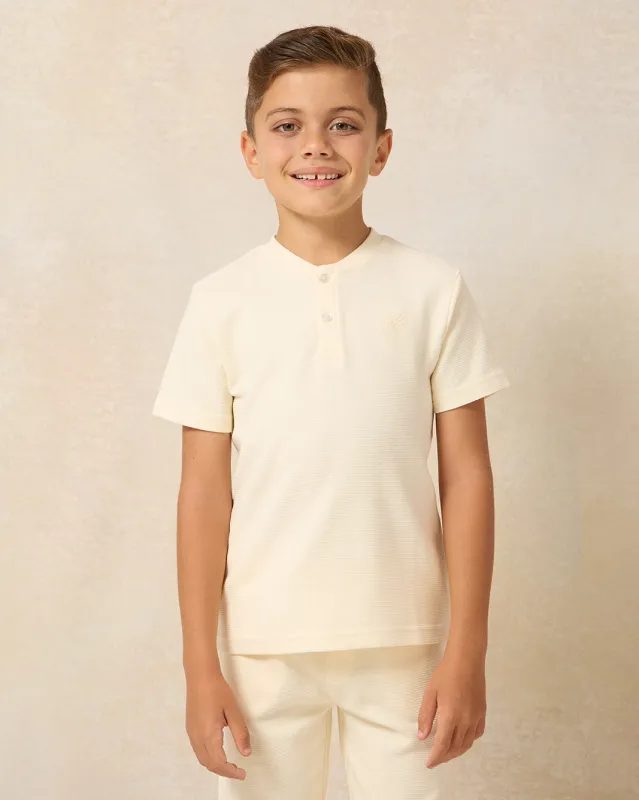 Boys Cream Plain T-Shirt sold by Redtag