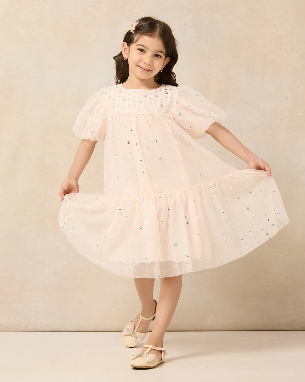 Girls Pink Sequins Embellished Dress sold by Redtag product image thumbnail 4