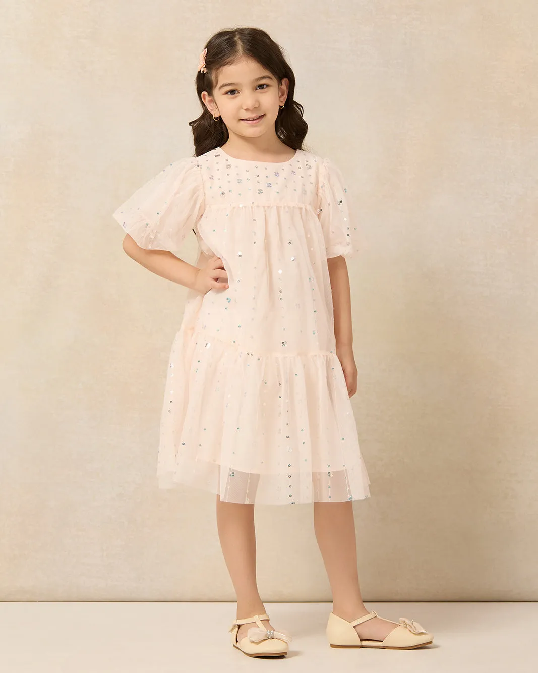 Girls Pink Sequins Embellished Dress sold by Redtag