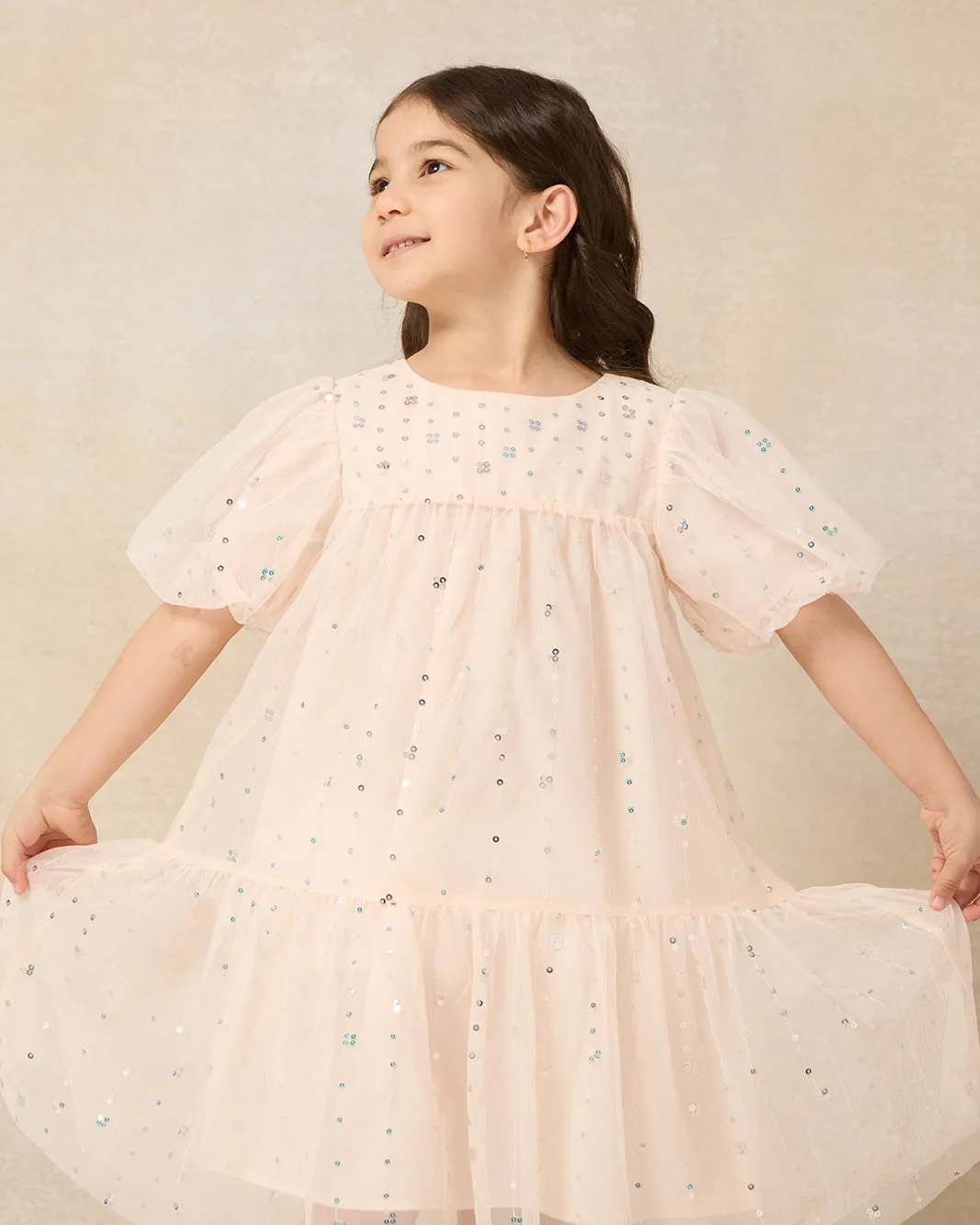 Girls Pink Sequins Embellished Dress sold by Redtag product image thumbnail 2