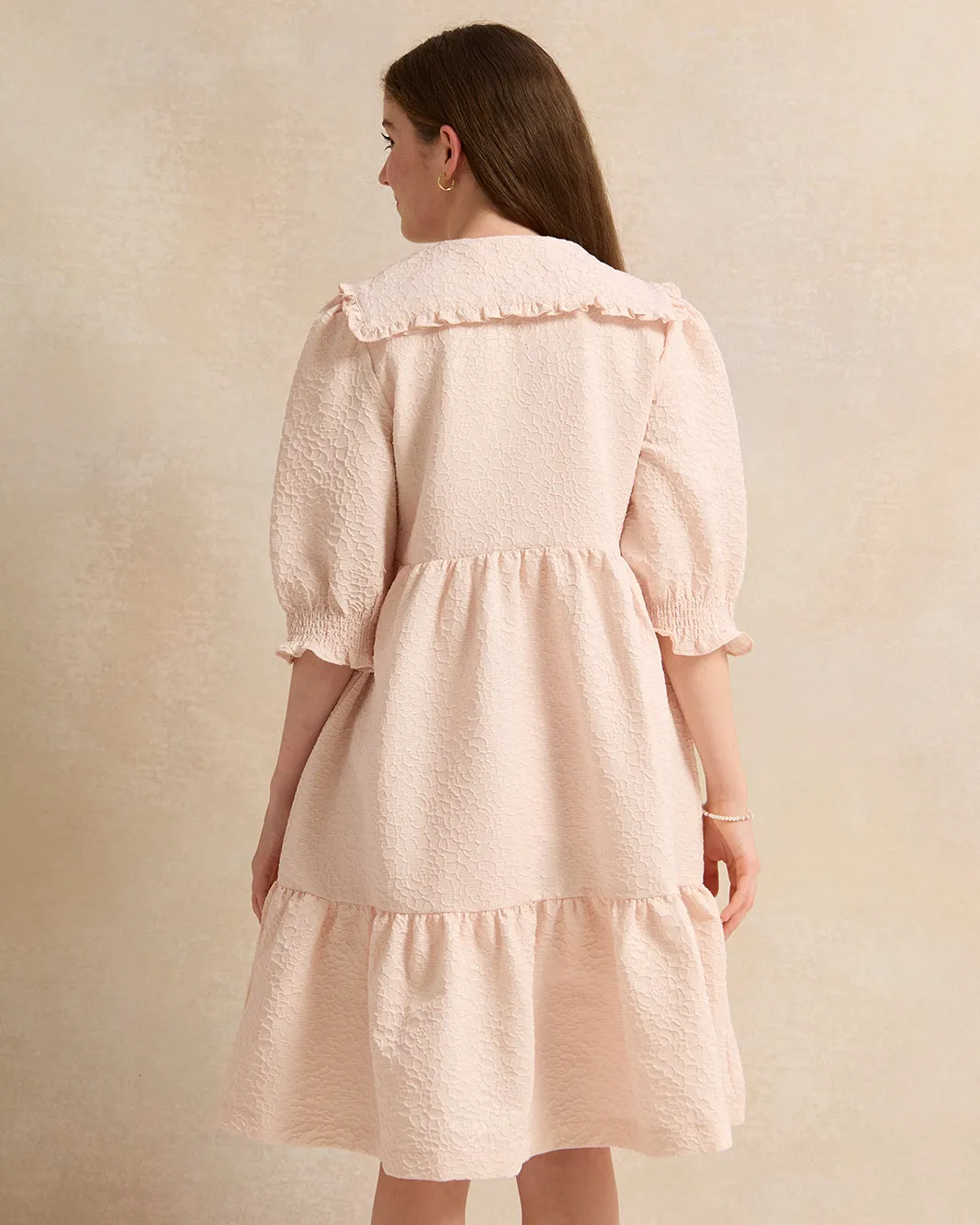 Senior Girls Pink Dobby Peter Pan Collar Dress sold by Redtag product image thumbnail 3