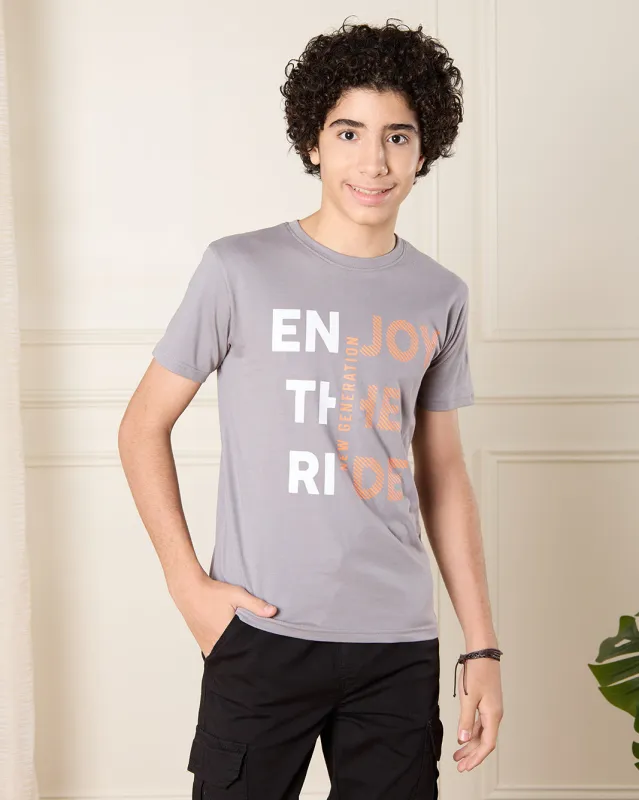 Senior Boys Grey Enjoy The Ride Print T-Shirt sold by Redtag