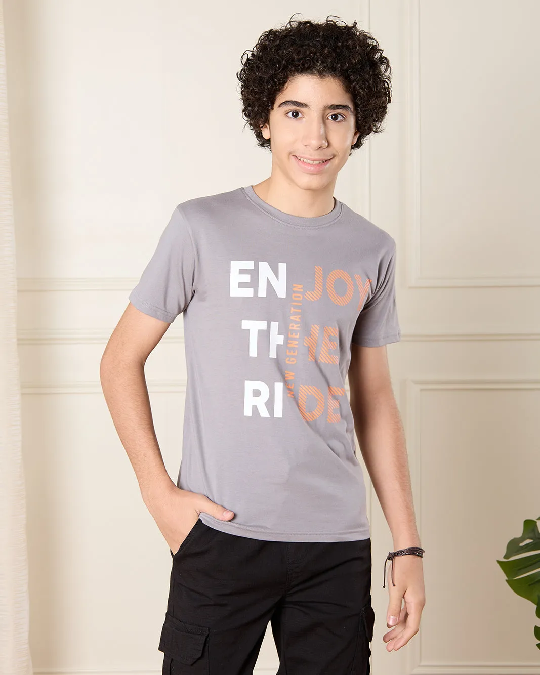 Senior Boys Grey Enjoy The Ride Print T-Shirt sold by Redtag