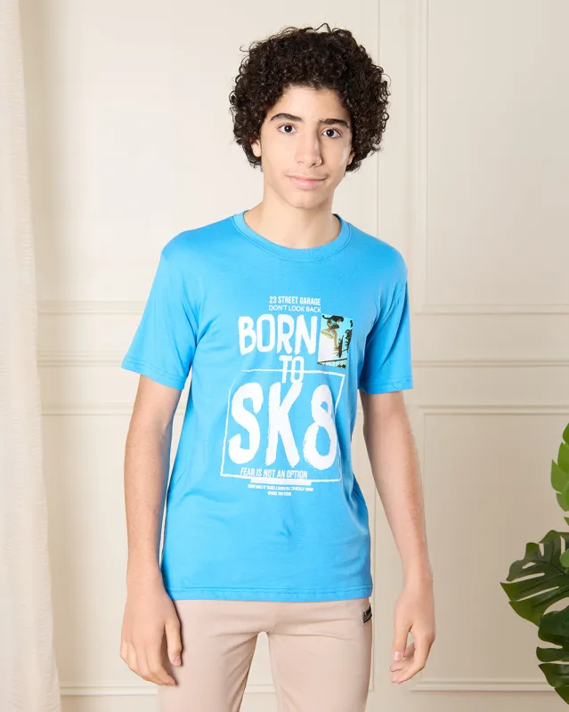 Senior Boys Blue SK8 Print T-Shirt sold by Redtag