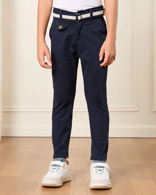 Boys Navy Belted Trousers sold by Redtag
