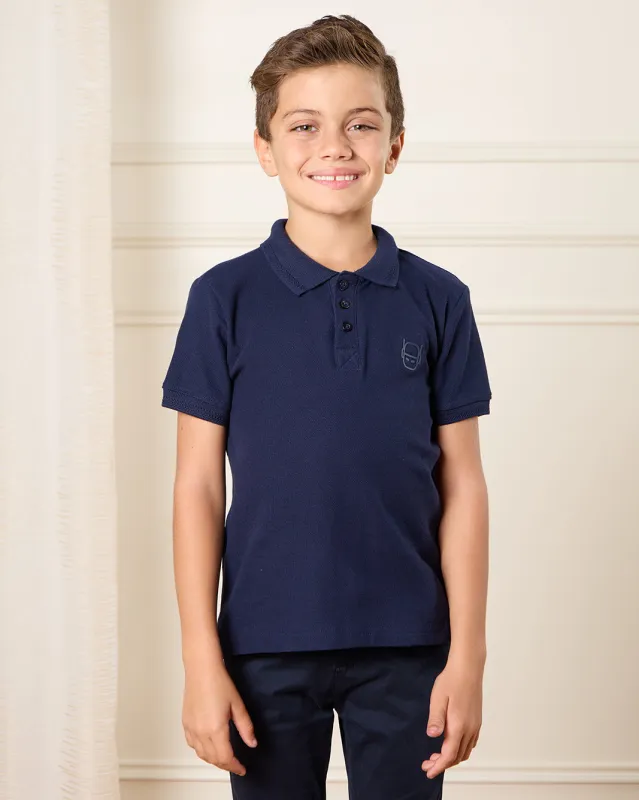 Boys Navy Collared Polo T-Shirt sold by Redtag